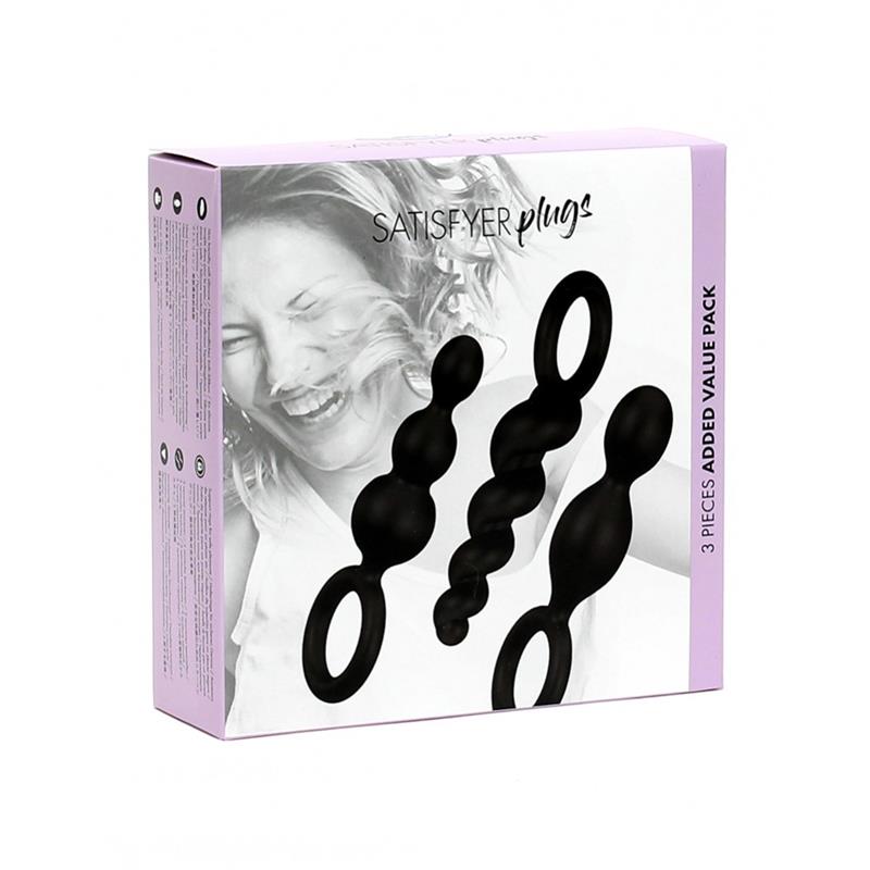 SATISFYER - PACK OF 3 PLUGS SILICONE BLACK