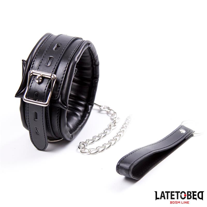 LATETOBED BDSM LINE - PADDED COLLAR WITH LEASH