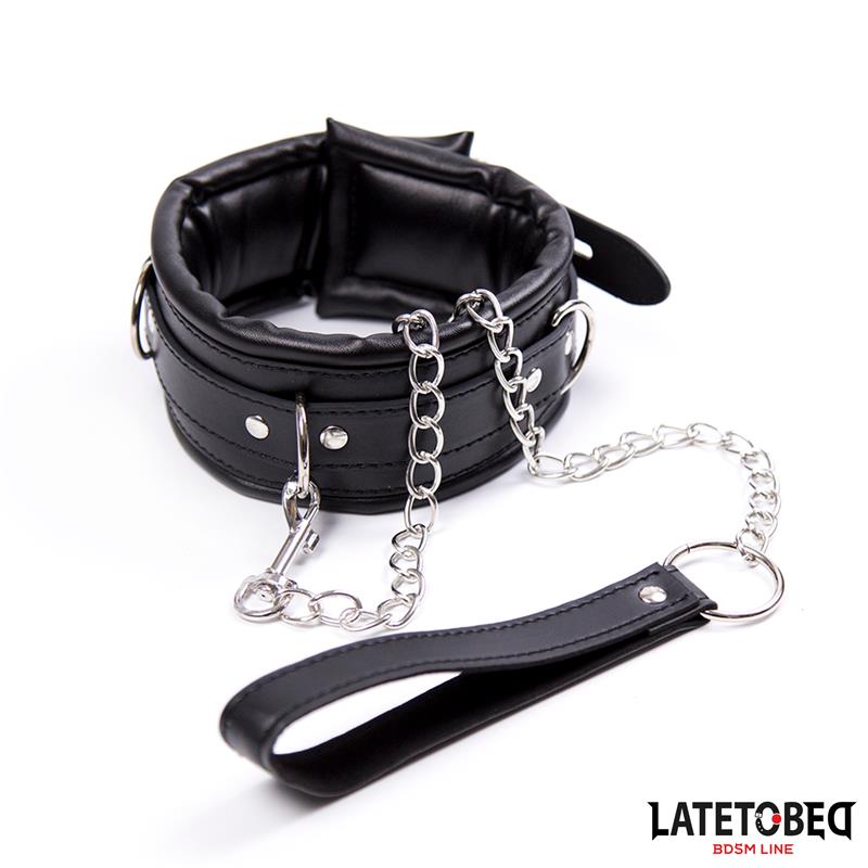 LATETOBED BDSM LINE - PADDED COLLAR WITH LEASH