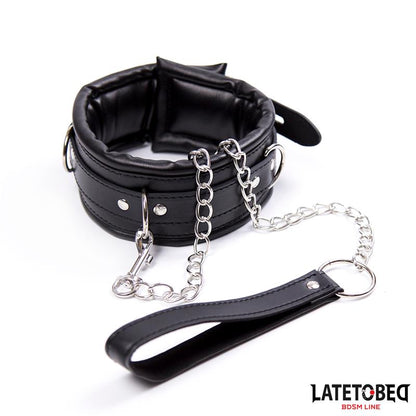LATETOBED BDSM LINE - PADDED COLLAR WITH LEASH