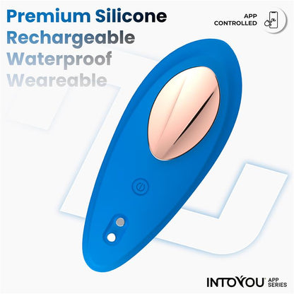 SÉRIE D'APPLICATIONS INTOYOU - VIBRATEUR CULOTTE EN SILICONE BLEU AVEC APPLICATION
