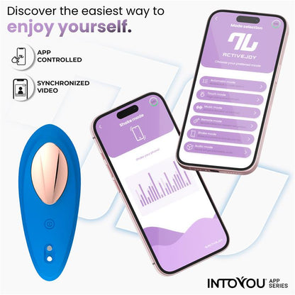 SÉRIE D'APPLICATIONS INTOYOU - VIBRATEUR CULOTTE EN SILICONE BLEU AVEC APPLICATION