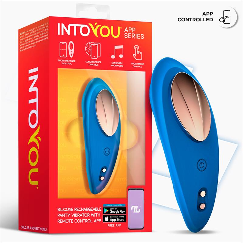 SÉRIE D'APPLICATIONS INTOYOU - VIBRATEUR CULOTTE EN SILICONE BLEU AVEC APPLICATION
