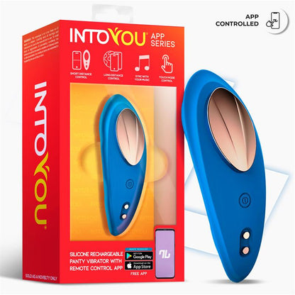 SÉRIE D'APPLICATIONS INTOYOU - VIBRATEUR CULOTTE EN SILICONE BLEU AVEC APPLICATION