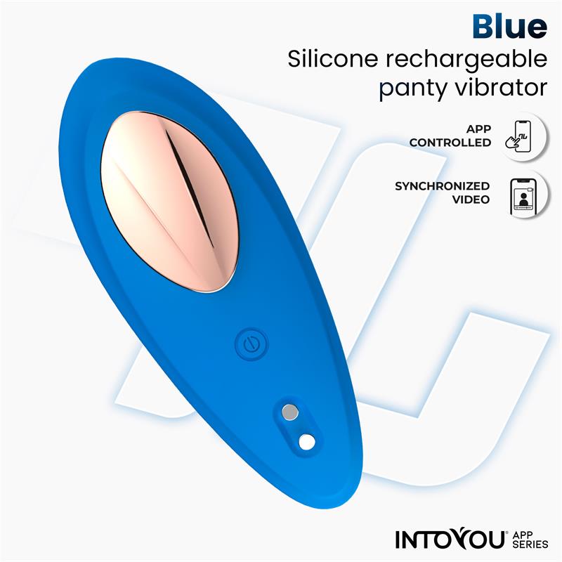 SÉRIE D'APPLICATIONS INTOYOU - VIBRATEUR CULOTTE EN SILICONE BLEU AVEC APPLICATION
