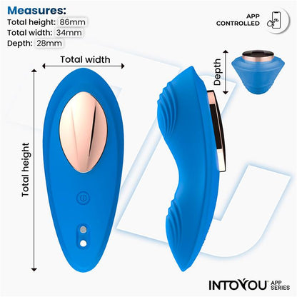 SÉRIE D'APPLICATIONS INTOYOU - VIBRATEUR CULOTTE EN SILICONE BLEU AVEC APPLICATION