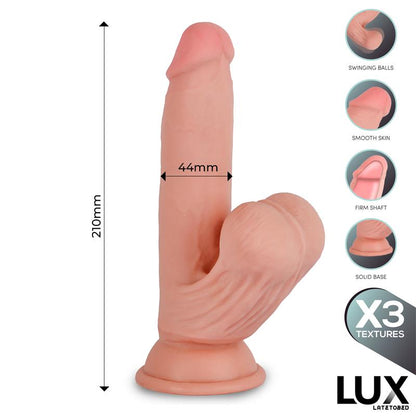 LUX - PAUL TRIPLE DENSITY DILDO WITH SWINGING BALLS 8.2