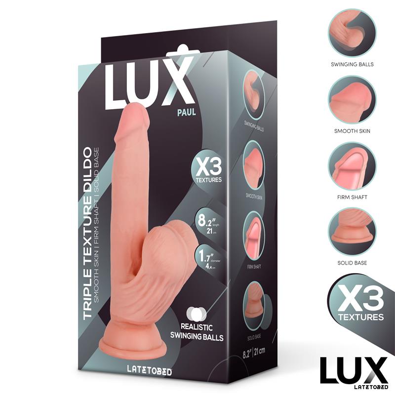 LUX - PAUL TRIPLE DENSITY DILDO WITH SWINGING BALLS 8.2