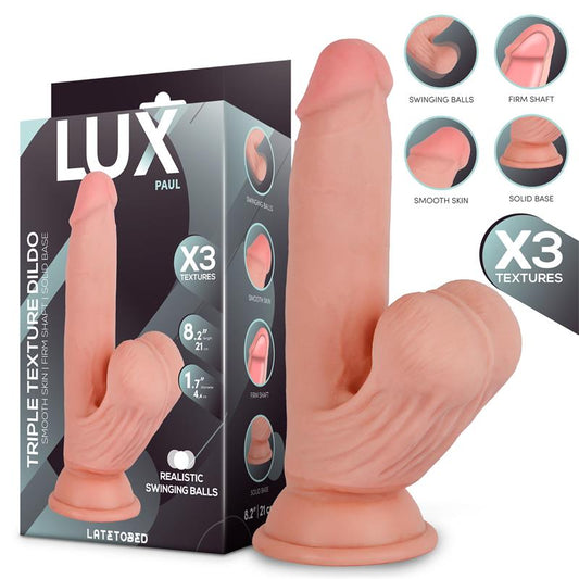 LUX - PAUL TRIPLE DENSITY DILDO WITH SWINGING BALLS 8.2