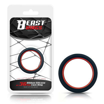BEAST RINGS - PENIS RING 100% SOLID SILICONE 3.6 CM RED AND BLACK
