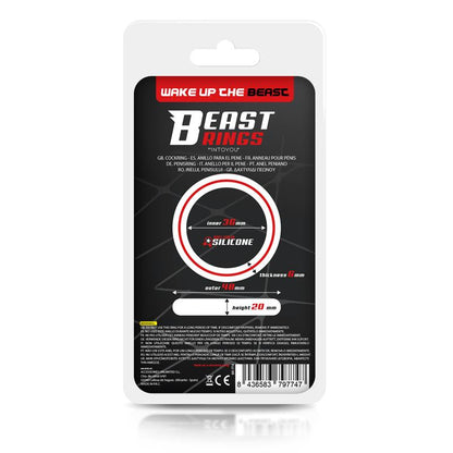 BEAST RINGS - PENIS RING 100% SOLID SILICONE 3.6 CM RED AND BLACK