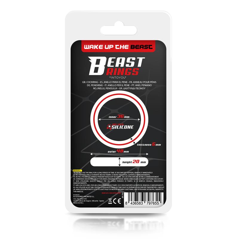 BEAST RINGS - PENIS RING 100% SOLID SILICONE 3.6 CM YELLOW AND BLACK