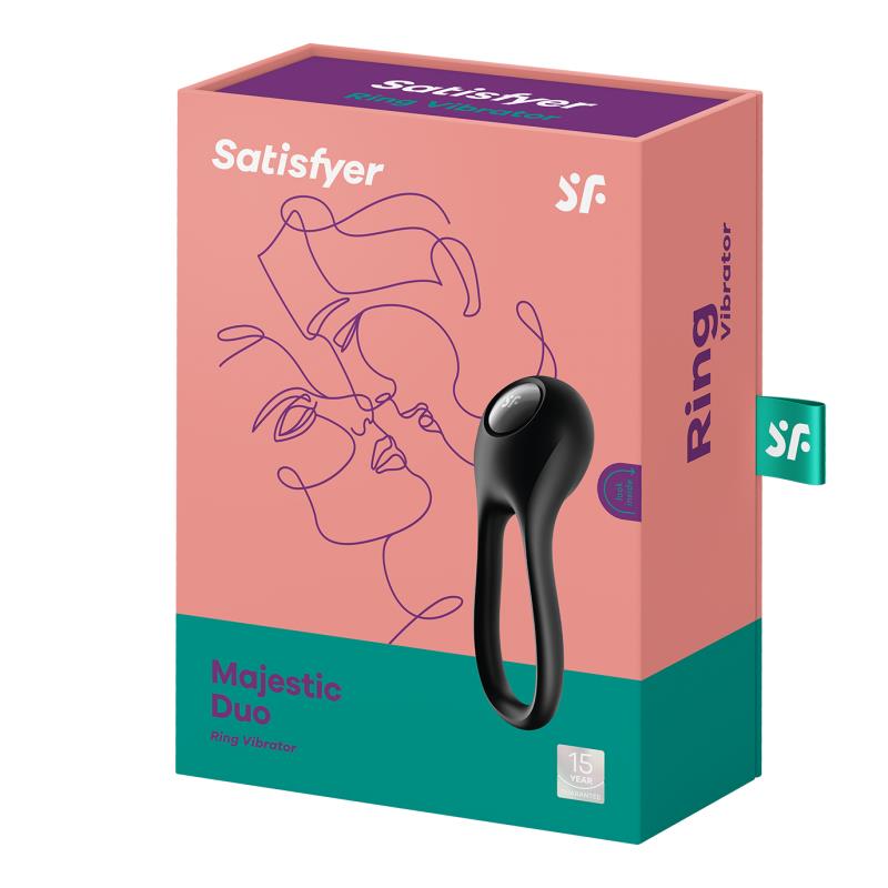 SATISFYER - PENIS RING MAJESTIC DUO USB BLACK