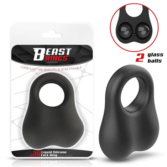 BEAST RINGS - PENIS RING WITH GLASS BALLS LIQUID SILICONE 30 MM