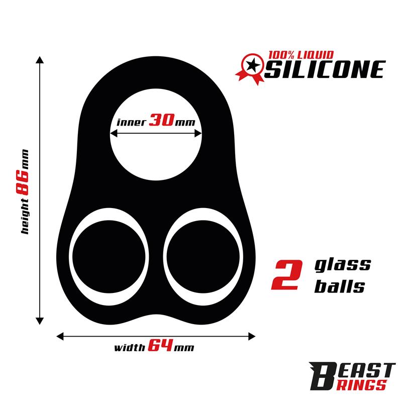 BEAST RINGS - PENIS RING WITH GLASS BALLS LIQUID SILICONE 30 MM
