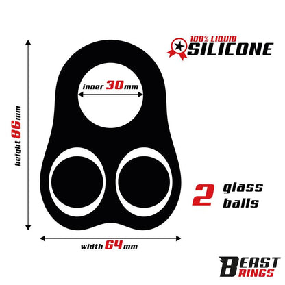 BEAST RINGS - PENIS RING WITH GLASS BALLS LIQUID SILICONE 30 MM