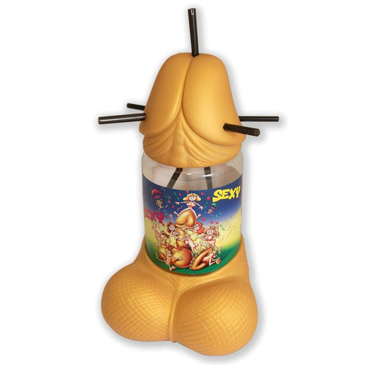 DIVERTY SEX - PENIS-SHAPED 1-LITER CUP WITH 5 STRAWS GOLD EDITION