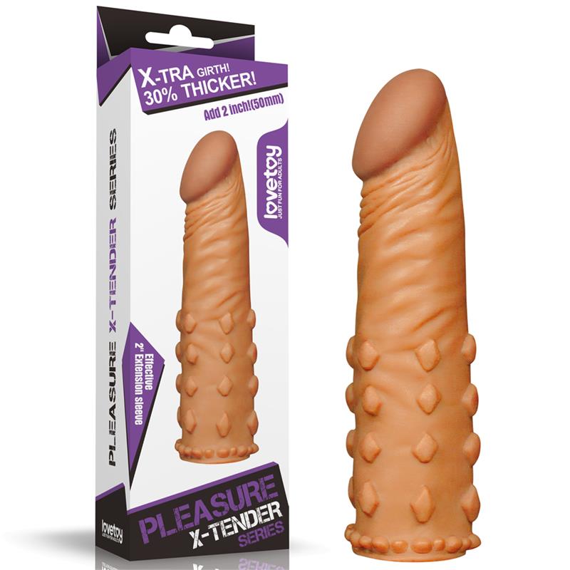 LOVETOY - PENIS SLEEVE ADD 2 PLEASURE X TENDER BROWN
