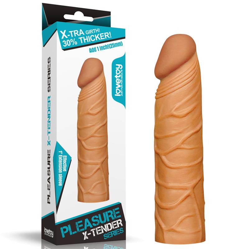 LOVETOY - PENIS SLEEVE PLEASURE X TENDER BROWN