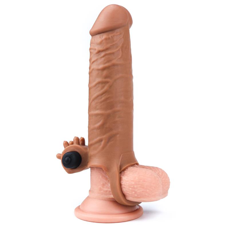 LOVETOY - PENIS SLEEVE WITH VIBRATION ADD 2 PLEASURE X TENDER BROWN