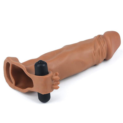 LOVETOY - PENIS SLEEVE WITH VIBRATION ADD 2 PLEASURE X-TENDER BROWN
