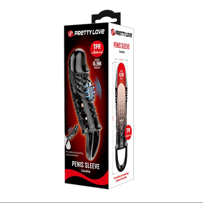 PRETTYLOVE - PENIS SLEEVE WITH VIBRATION BLACK