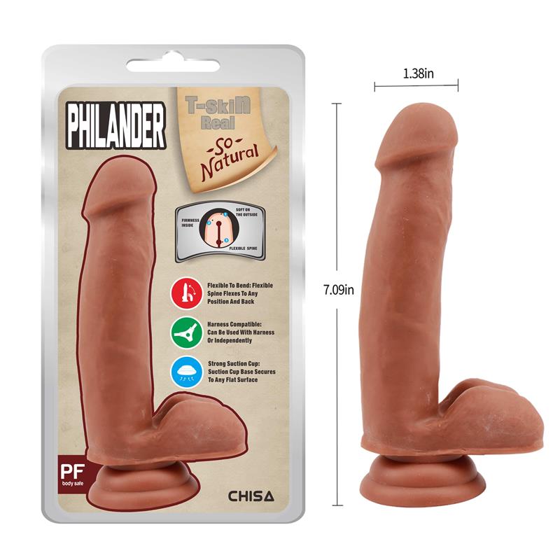 CHISA - PHILANDER DUAL DENSITY DILDO TAN 18CM