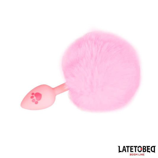 LATETOBED BDSM LINE - PINK SILICONE ANAL PLUG WITH POMPON PINK