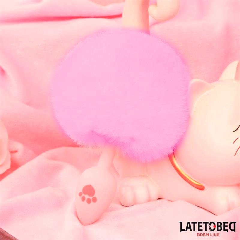 LATETOBED BDSM LINE - PINK SILICONE ANAL PLUG WITH POMPON PINK