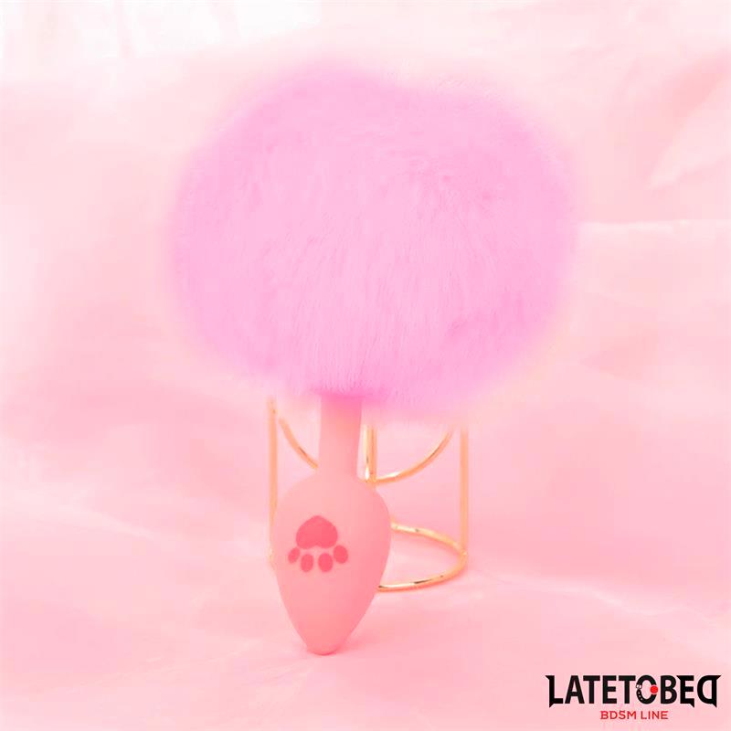 LATETOBED BDSM LINE - PINK SILICONE ANAL PLUG WITH POMPON PINK
