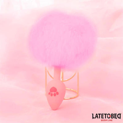LATETOBED BDSM LINE - PINK SILICONE ANAL PLUG WITH POMPON PINK