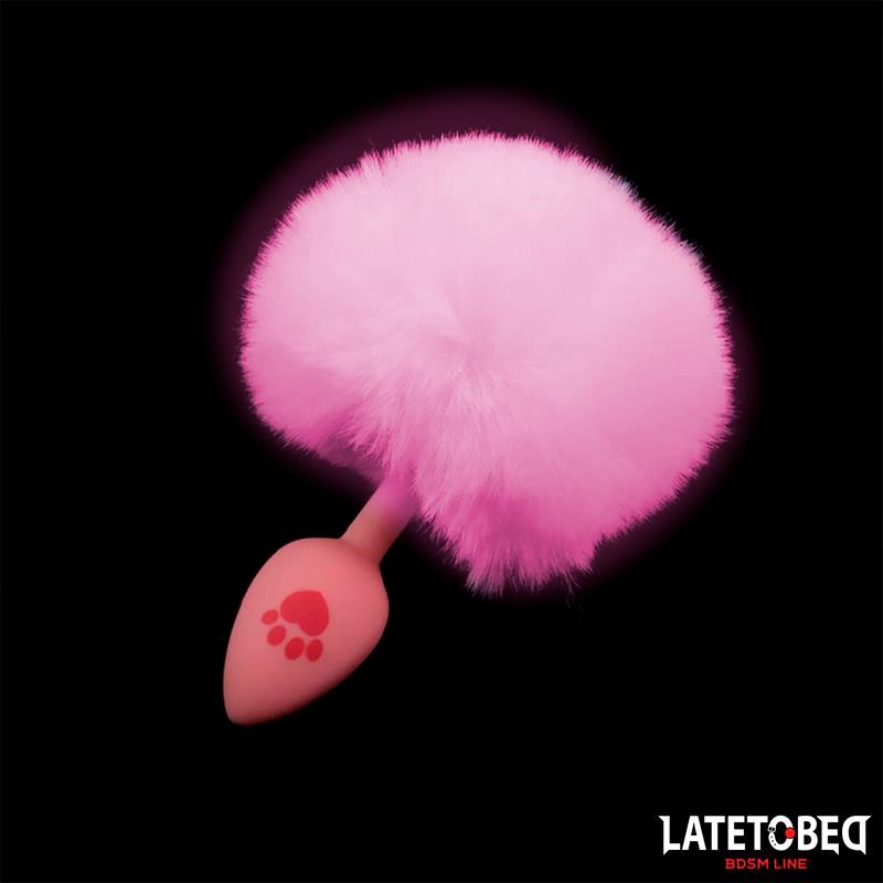 LATETOBED BDSM LINE - PINK SILICONE ANAL PLUG WITH POMPON PINK