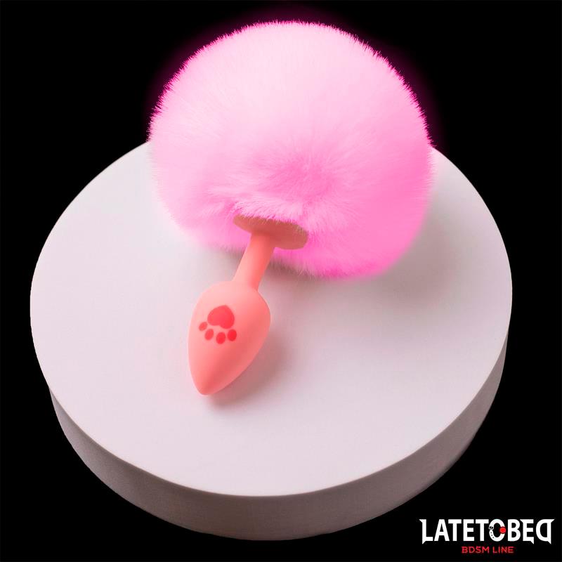 LATETOBED BDSM LINE - PINK SILICONE ANAL PLUG WITH POMPON PINK