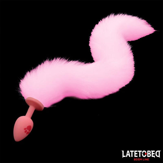 LATETOBED BDSM LINE - PINK SILICONE FOX TAIL ANAL PLUG PINK