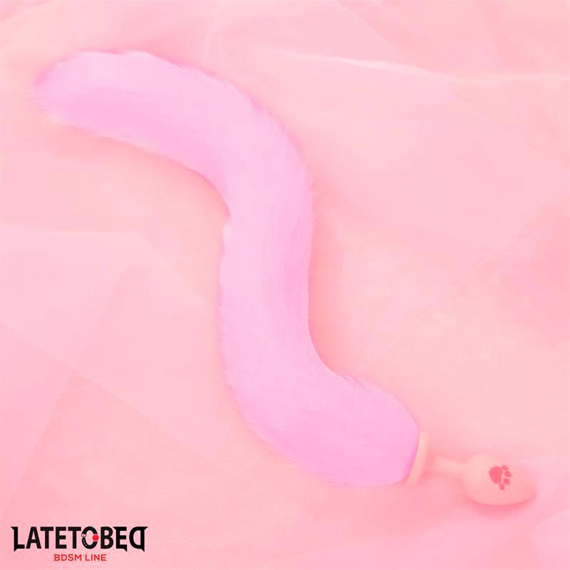 LATETOBED BDSM LINE - PINK SILICONE FOX TAIL ANAL PLUG PINK