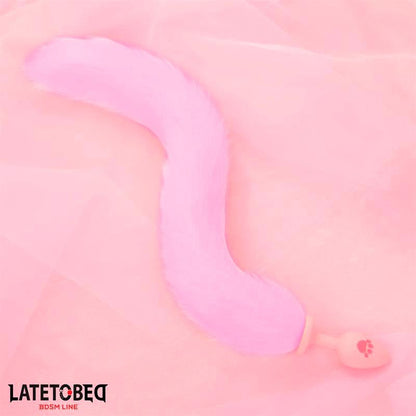 LATETOBED BDSM LINE - PINK SILICONE FOX TAIL ANAL PLUG PINK