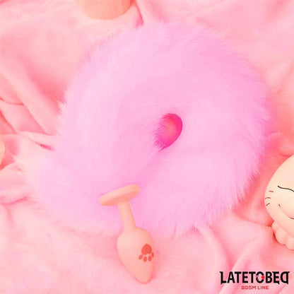 LATETOBED BDSM LINE - PINK SILICONE FOX TAIL ANAL PLUG PINK
