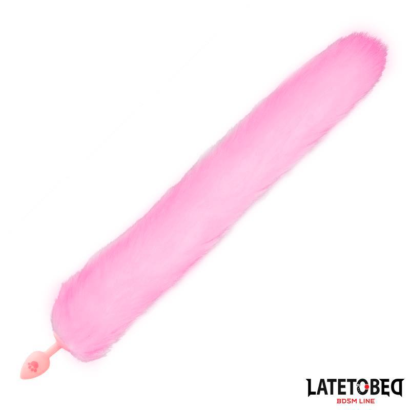 LATETOBED BDSM LINE - PINK SILICONE FOX TAIL ANAL PLUG PINK