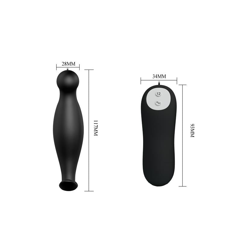 PRETTYLOVE - PLUG ANAL CON 12 PATRONES DE VIBRACIÓN
