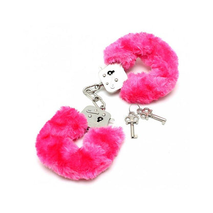 BONDAGE PLAY - POLICE CUFFS WITH PINK FUR-ADJUSTABLE