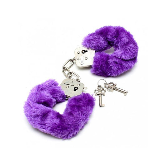 BONDAGE PLAY - POLICE CUFFS WITH PURPLE FUR-ADJUSTABLE