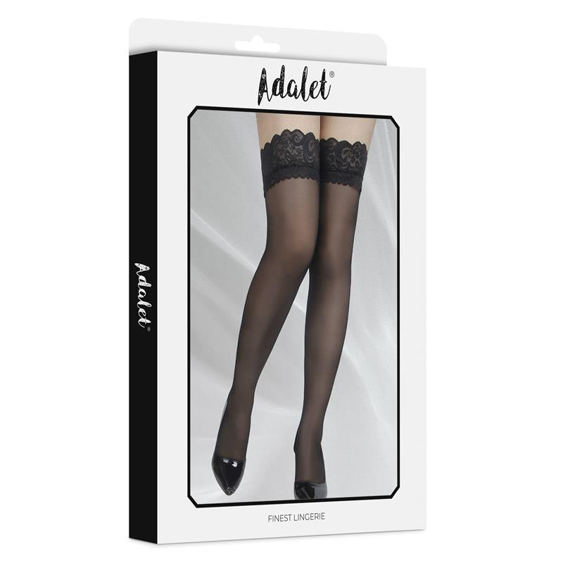 ADALET LINGERIE - POSY STOCKINGS SILICONE STRAPS BLACK ONE SIZE