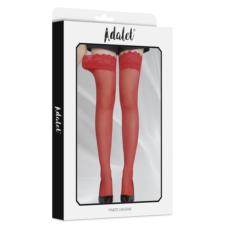 ADALET LINGERIE - POSY STOCKINGS SILICONE STRAPS RED ONE SIZE