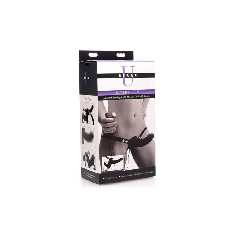 STRAP U - POWER PEGGER DOUBLE STRAP-ON VIBRATOR BLACK