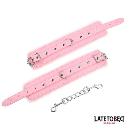 LATETOBED BDSM LINE - PREMIUM FUR LINED HANDCUFFS PINK