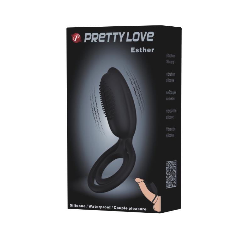 PRETTYLOVE - PRETTY LOVE VIBRATING COCK RING ESTHER BLACK