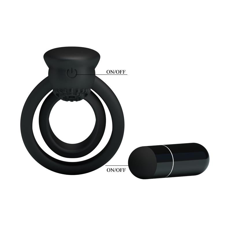 PRETTYLOVE - PRETTY LOVE VIBRATING COCK RING ESTHER BLACK
