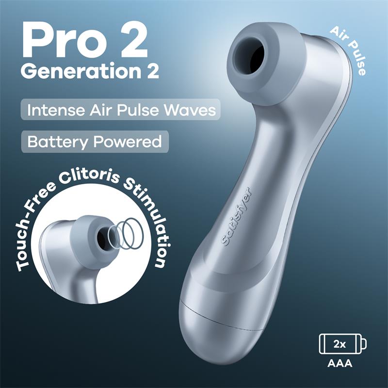 SATISFYER - PRO 2 GEN 2 CLITORIS SUCKER BATTERY SERIES ICE BLUE