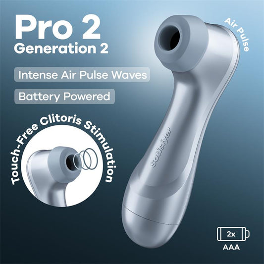 SATISFYER - PRO 2 GEN 2 CLITORIS SUCKER BATTERY SERIES ICE BLUE