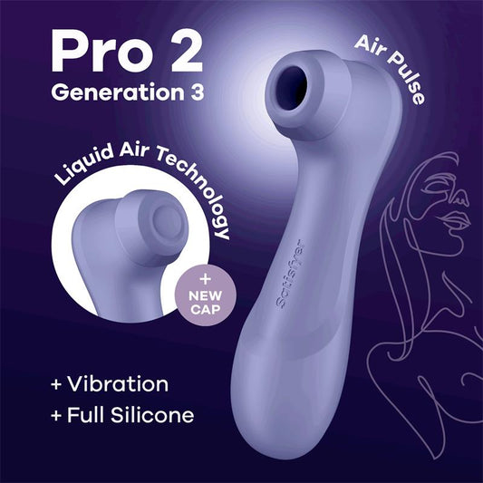 SATISFYER - PRO 2 GEN 3 LIQUID AIR TECHNOLOGY SUCTION AND VIBRATION LILAC